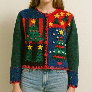 Bryn Connelly Vintage Sweater Cardigan Christmas Holiday Petite
